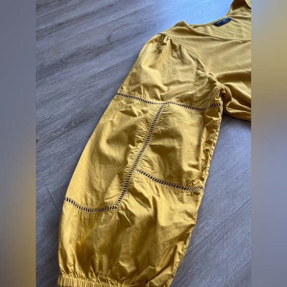 Lane Bryant Women's Size 26/28 Patch Work Long Sleeve Mustard Yellow cotton Top - Picture 4 of 10